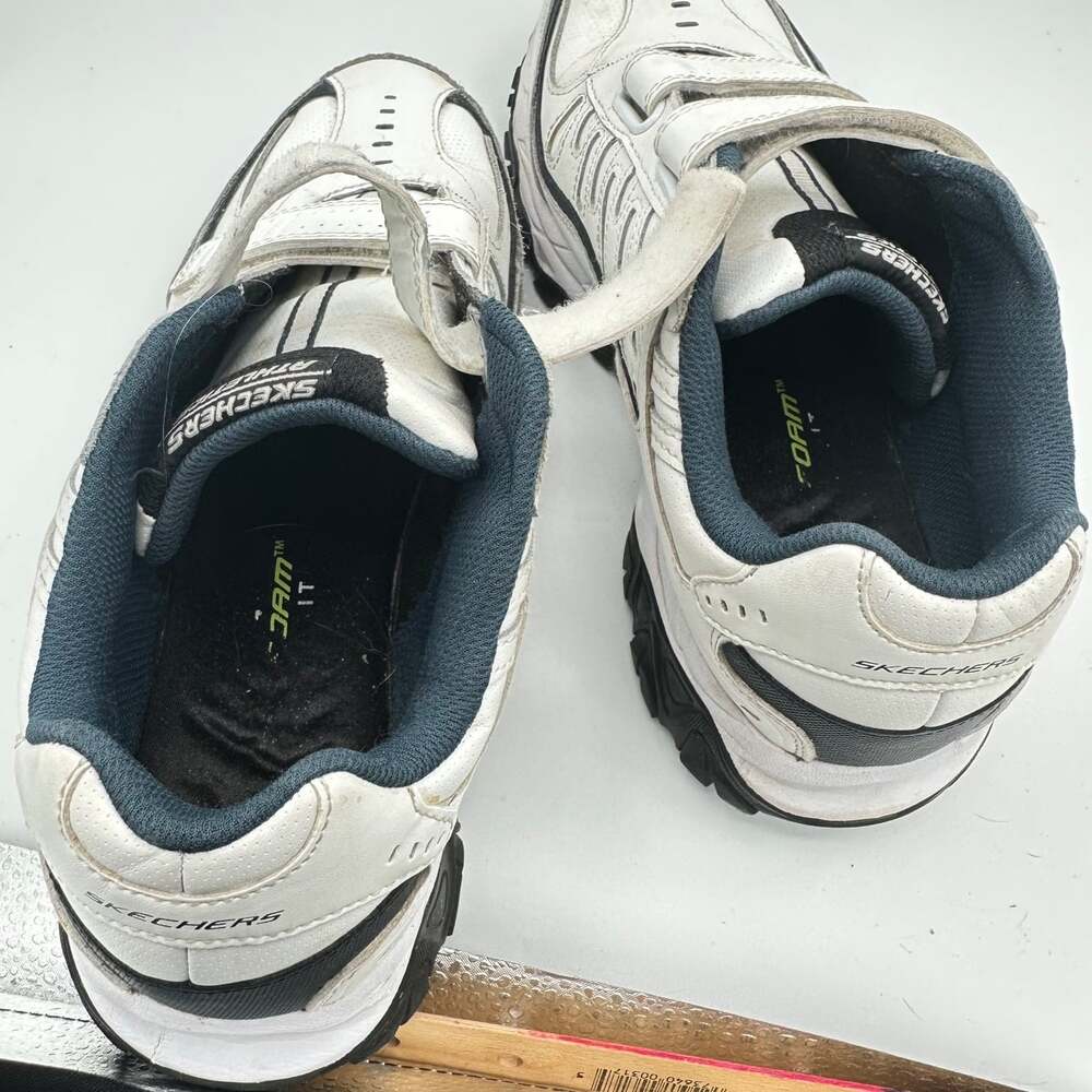 Skechers Men’s After Burn Memory Fit sneakers size 9 white dad shoes hook&loop - Picture 6 of 7